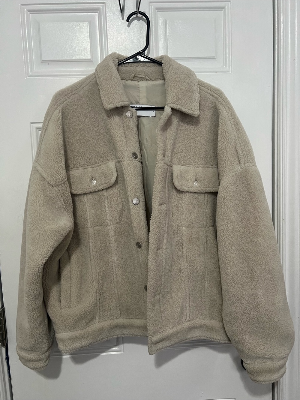 ASOS Teddy Fleece Jacket in Light Beige